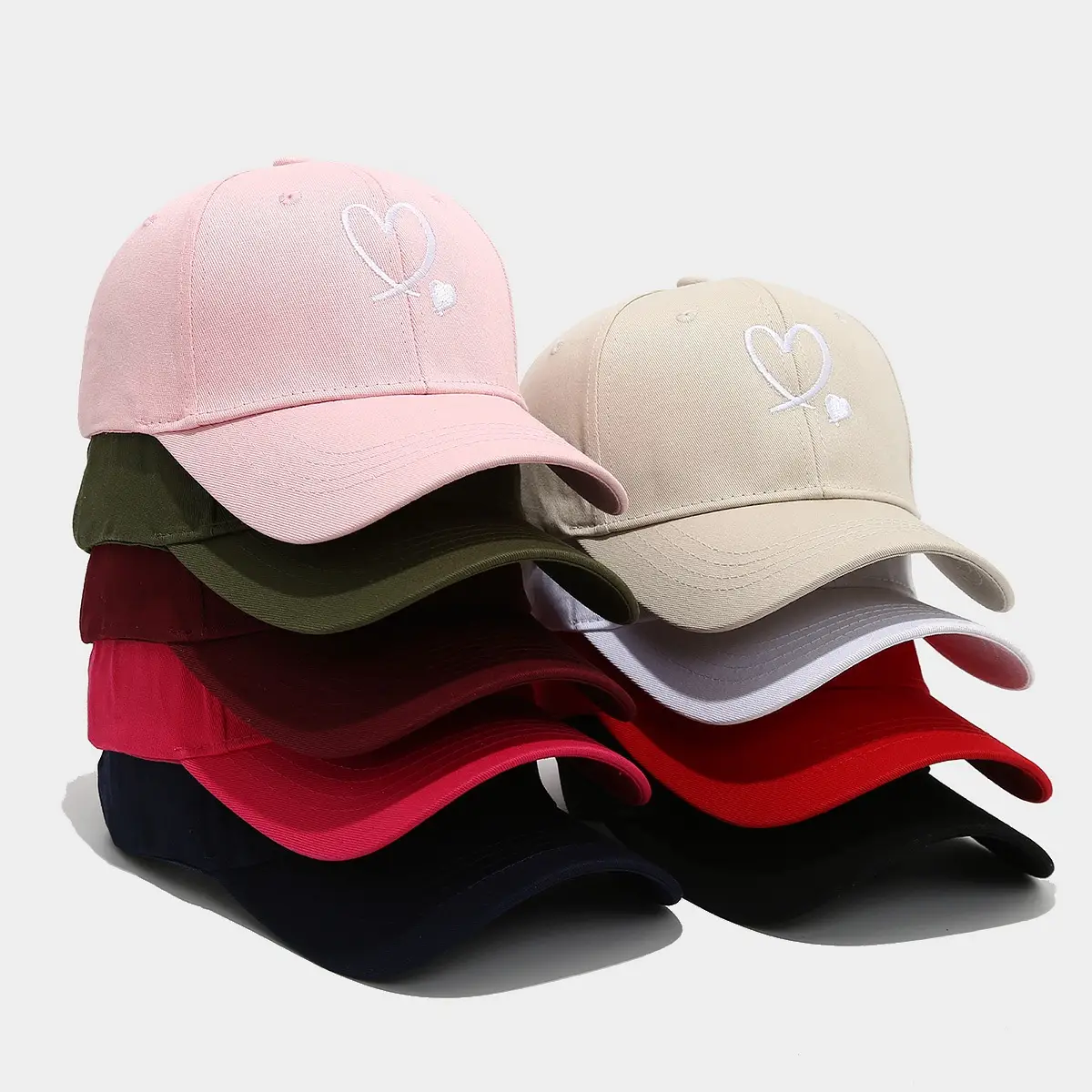 Love Heart Embroidered Black Cap for Couples — feature 1