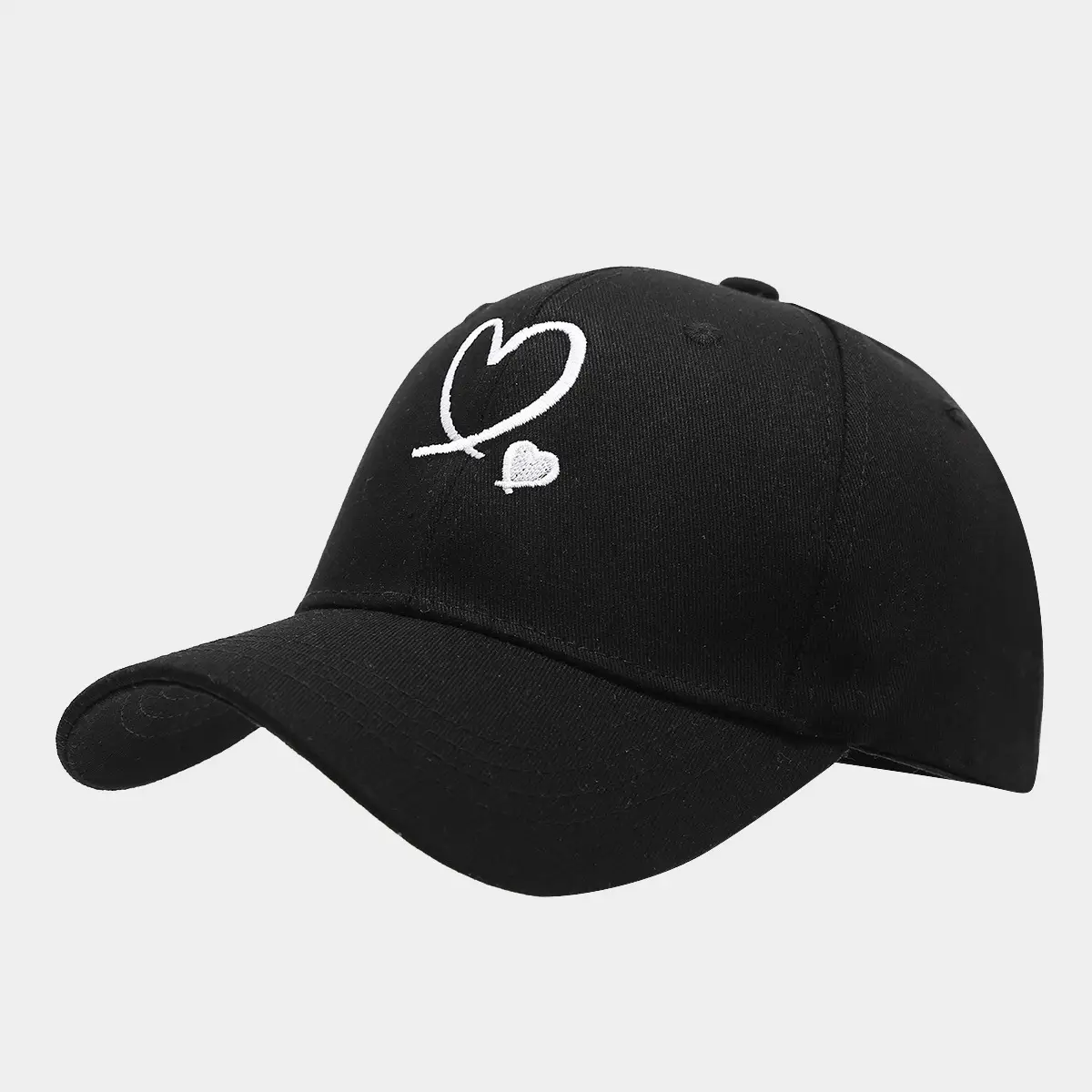 Love Heart Embroidered Black Cap for Couples — feature 5