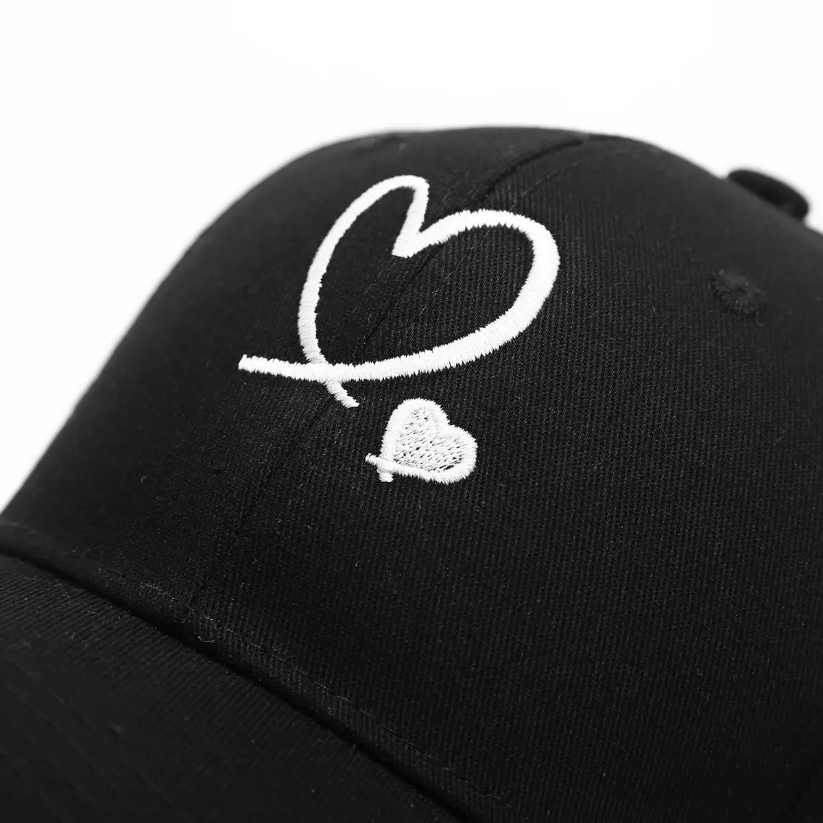 Love Heart Embroidered Black Cap for Couples — feature 6