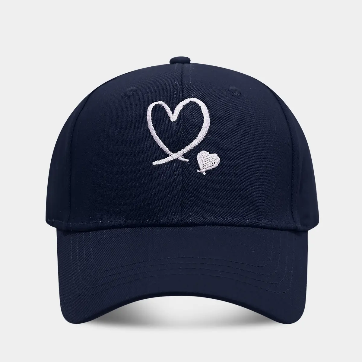 Love Heart Embroidered Black Cap for Couples - Image 9