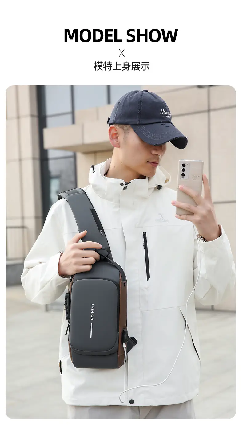 Fashionable Men's Anti-Theft Crossbody Bag Large Capacity — feature 12