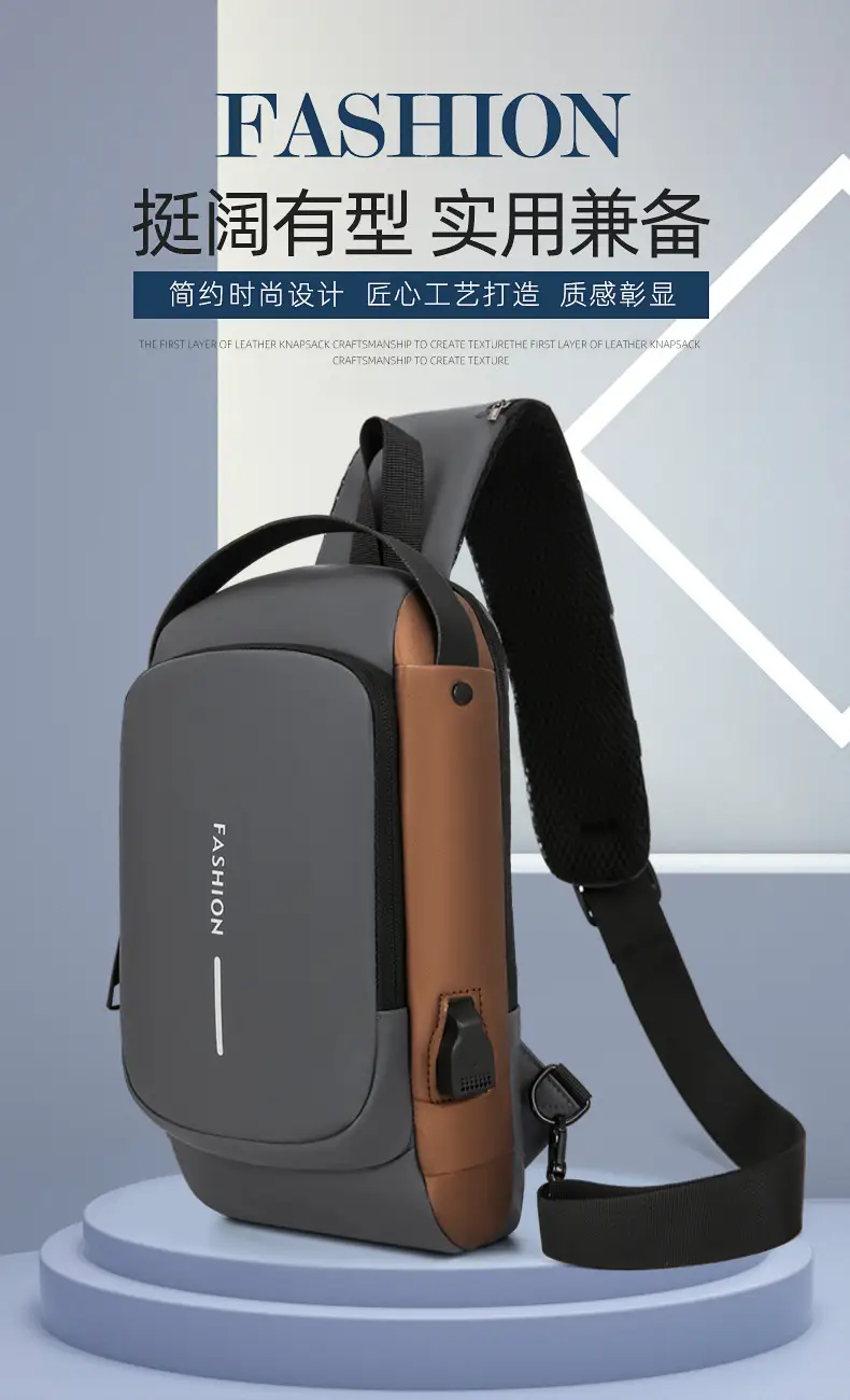 Fashionable Men's Anti-Theft Crossbody Bag Large Capacity — feature 3