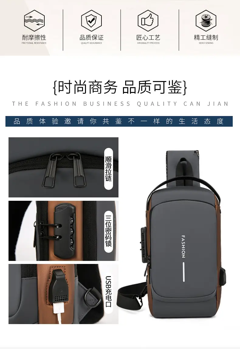 Fashionable Men's Anti-Theft Crossbody Bag Large Capacity — feature 4