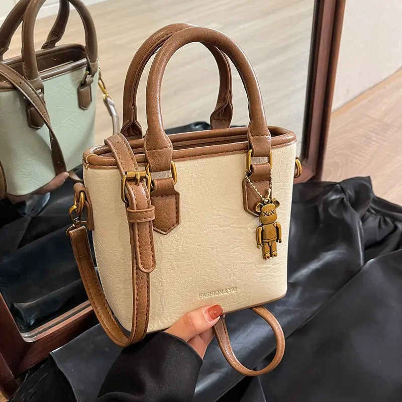 Women's Brown Crossbody Bag with Doll Pendant - Image 7