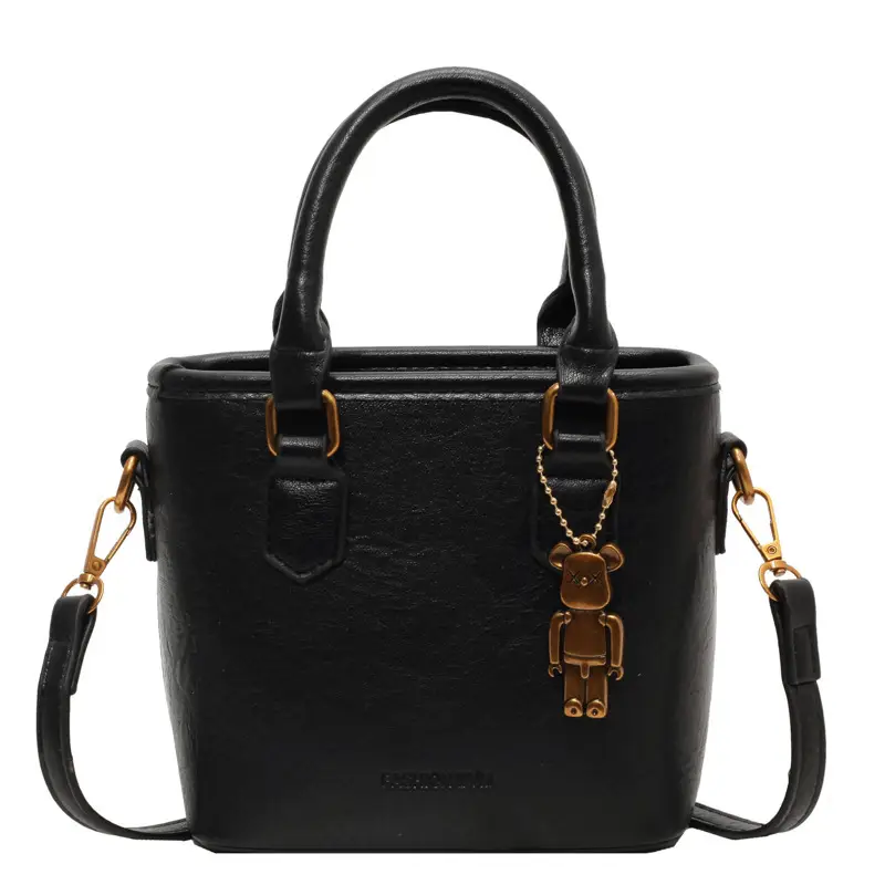 Women's Brown Crossbody Bag with Doll Pendant - Image 9