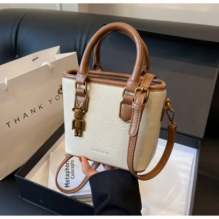 Women's Brown Crossbody Bag with Doll Pendant — feature 24