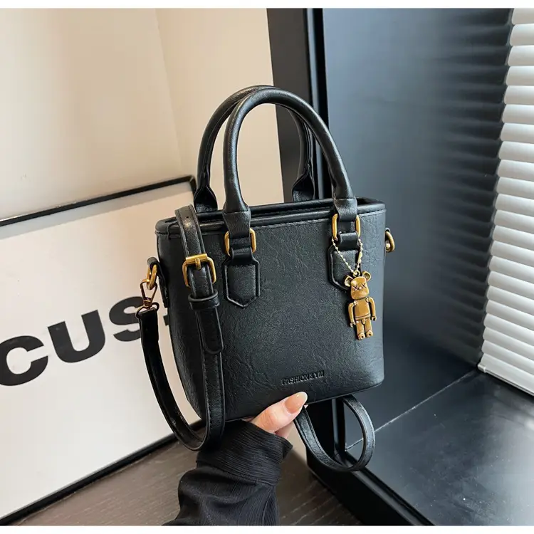 Women's Brown Crossbody Bag with Doll Pendant — feature 29