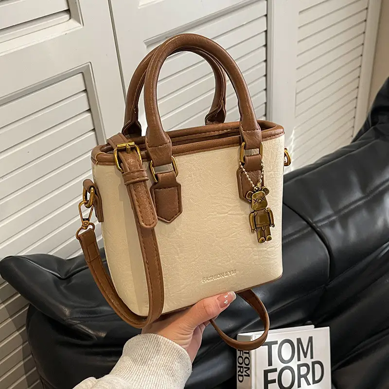 Women's Brown Crossbody Bag with Doll Pendant - Image 2