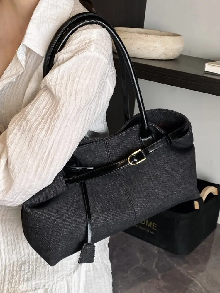 Blue Colored Underarm Tote Bag for Women Large Capacity - Image 7