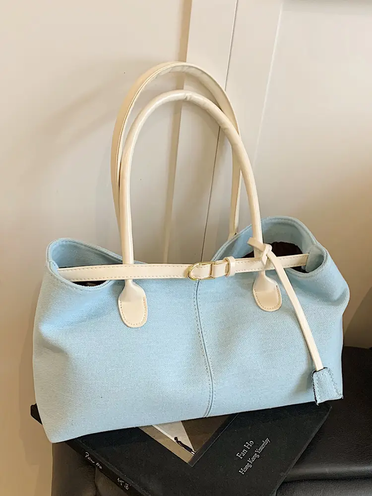 Blue Colored Underarm Tote Bag for Women Large Capacity - Image 8
