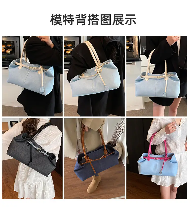 Blue Colored Underarm Tote Bag for Women Large Capacity — feature 10