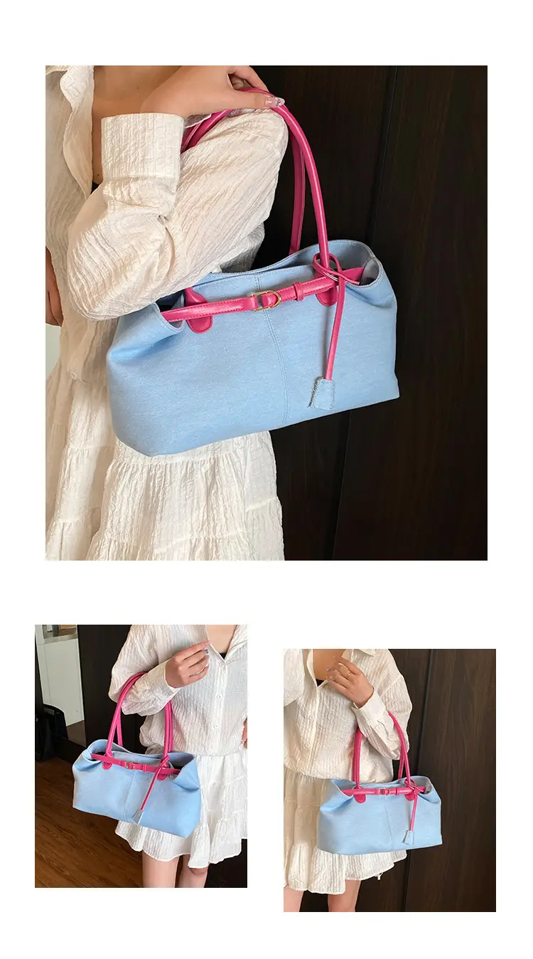 Blue Colored Underarm Tote Bag for Women Large Capacity — feature 13
