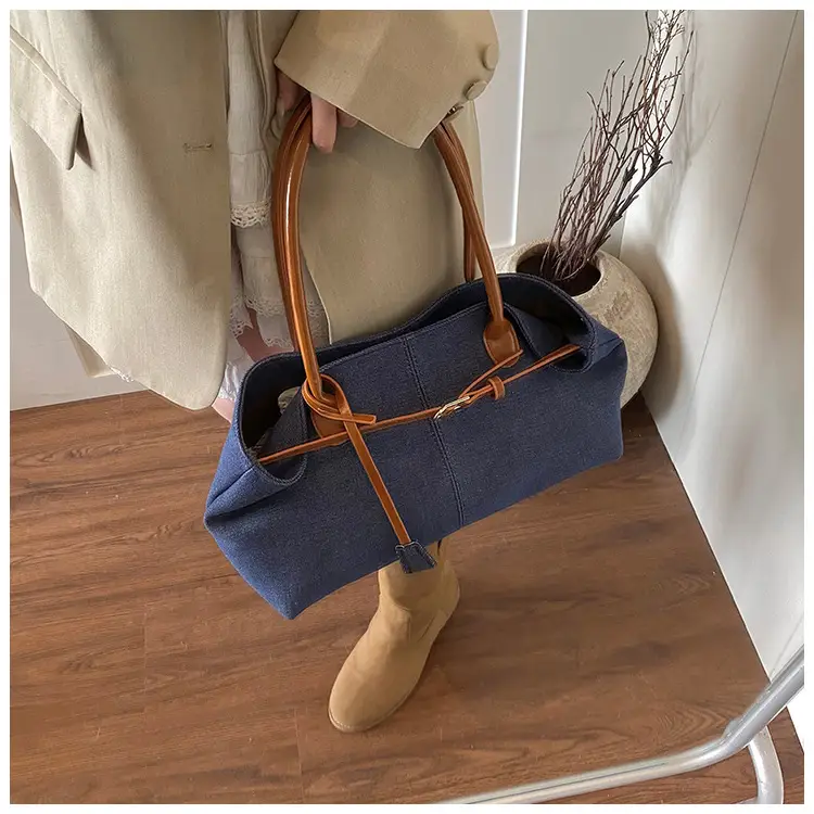 Blue Colored Underarm Tote Bag for Women Large Capacity — feature 16
