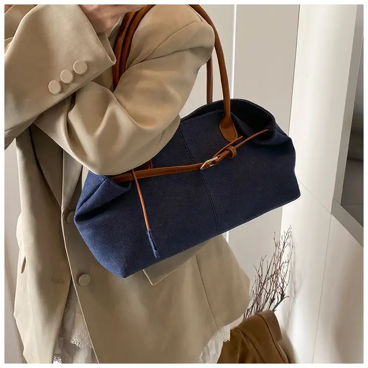 Blue Colored Underarm Tote Bag for Women Large Capacity — feature 18