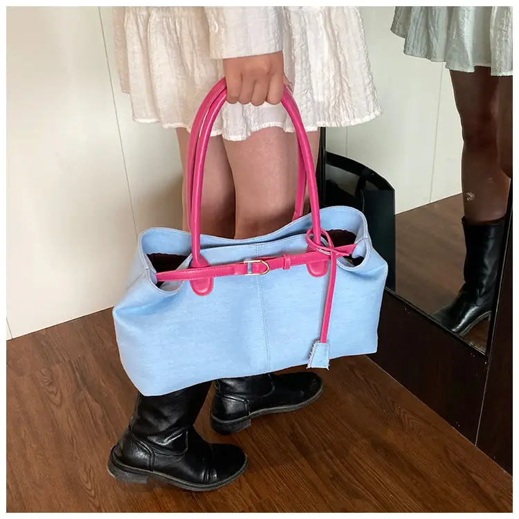 Blue Colored Underarm Tote Bag for Women Large Capacity — feature 22