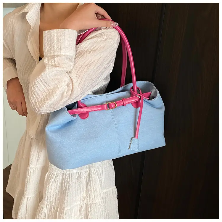Blue Colored Underarm Tote Bag for Women Large Capacity — feature 23