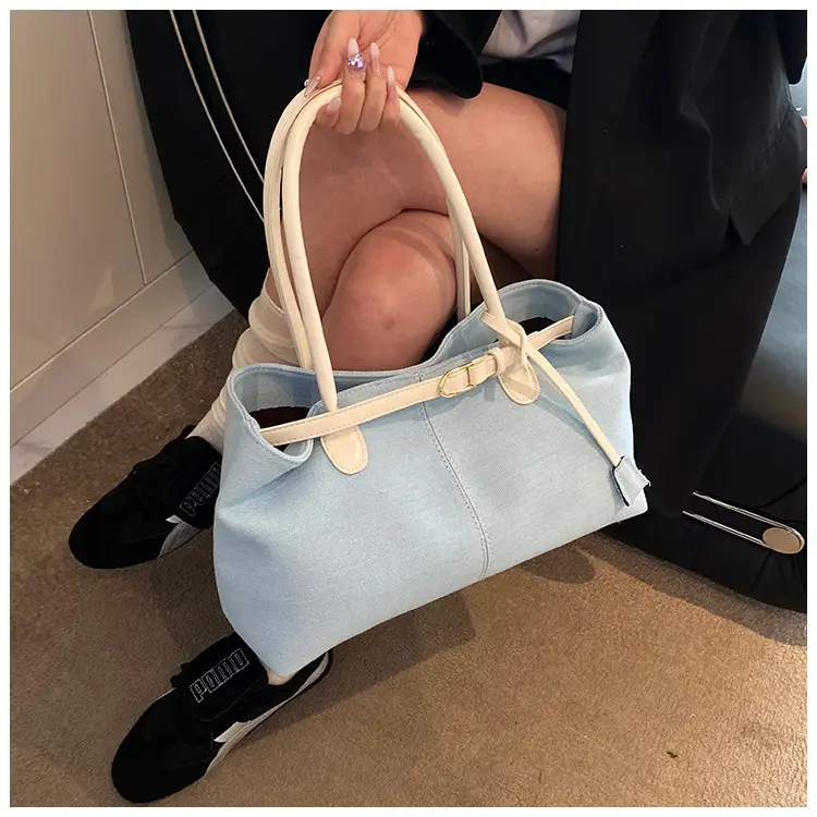 Blue Colored Underarm Tote Bag for Women Large Capacity — feature 24