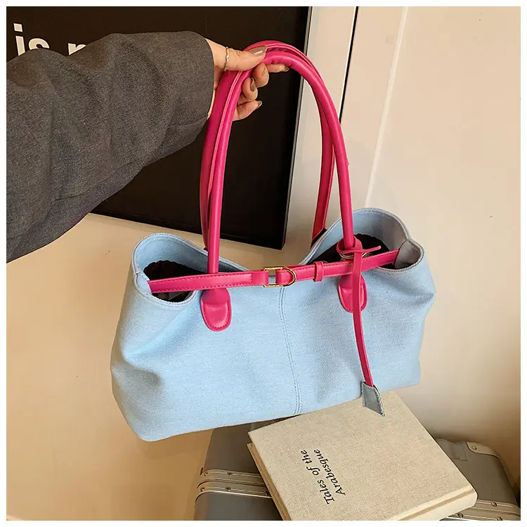 Blue Colored Underarm Tote Bag for Women Large Capacity — feature 34