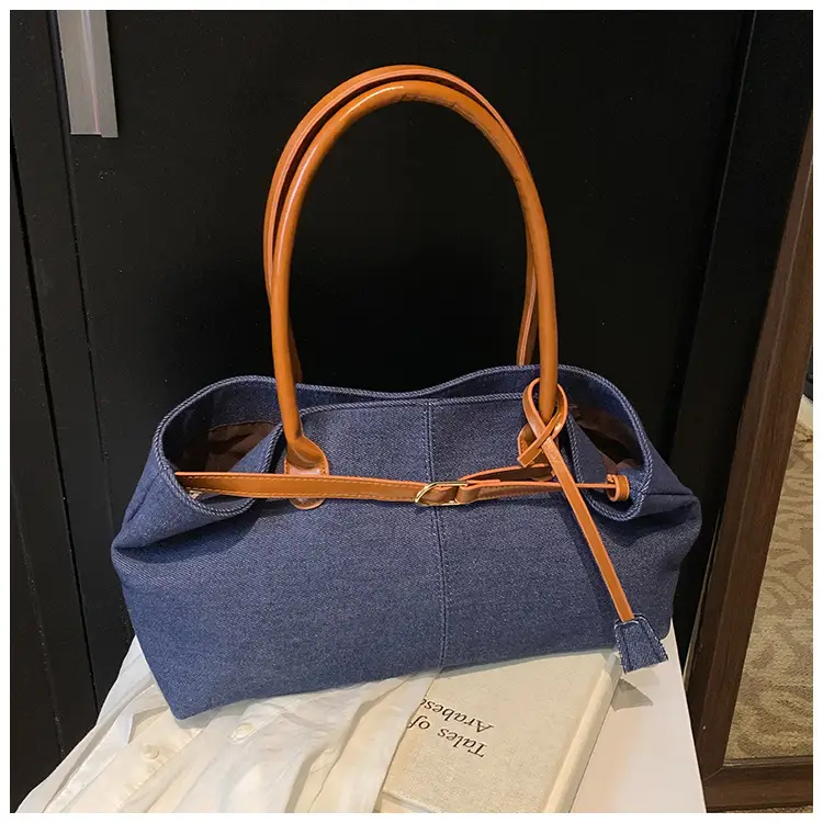 Blue Colored Underarm Tote Bag for Women Large Capacity — feature 38
