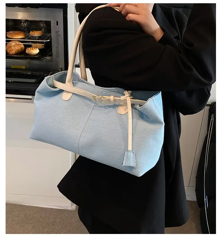 Blue Colored Underarm Tote Bag for Women Large Capacity — feature 4