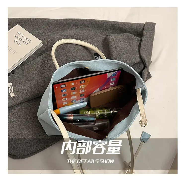 Blue Colored Underarm Tote Bag for Women Large Capacity — feature 6