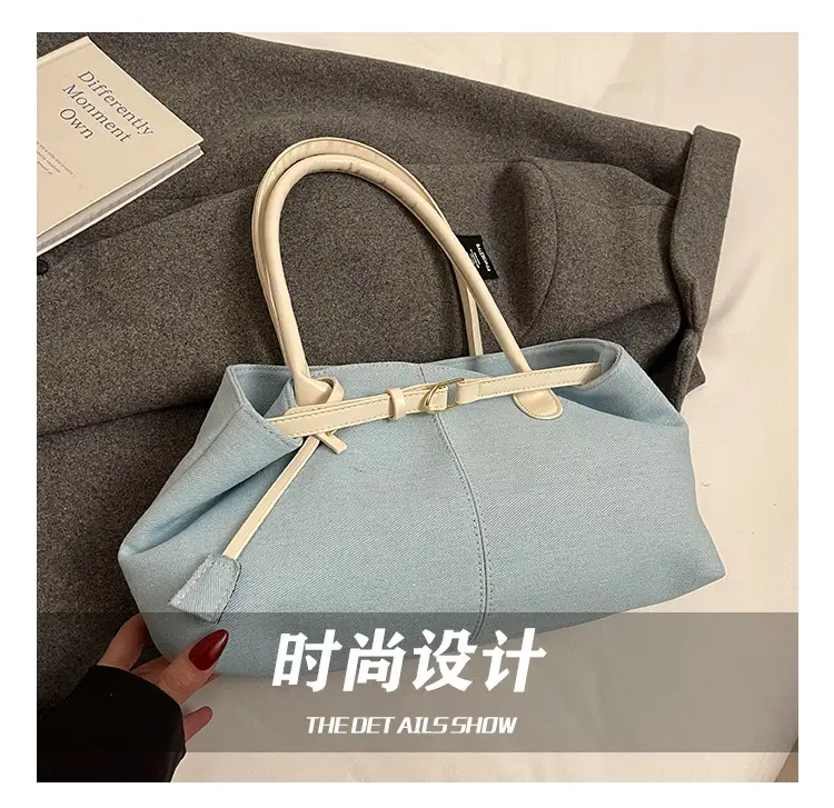 Blue Colored Underarm Tote Bag for Women Large Capacity — feature 8