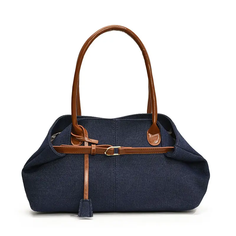 Blue Colored Underarm Tote Bag for Women Large Capacity - Image 4