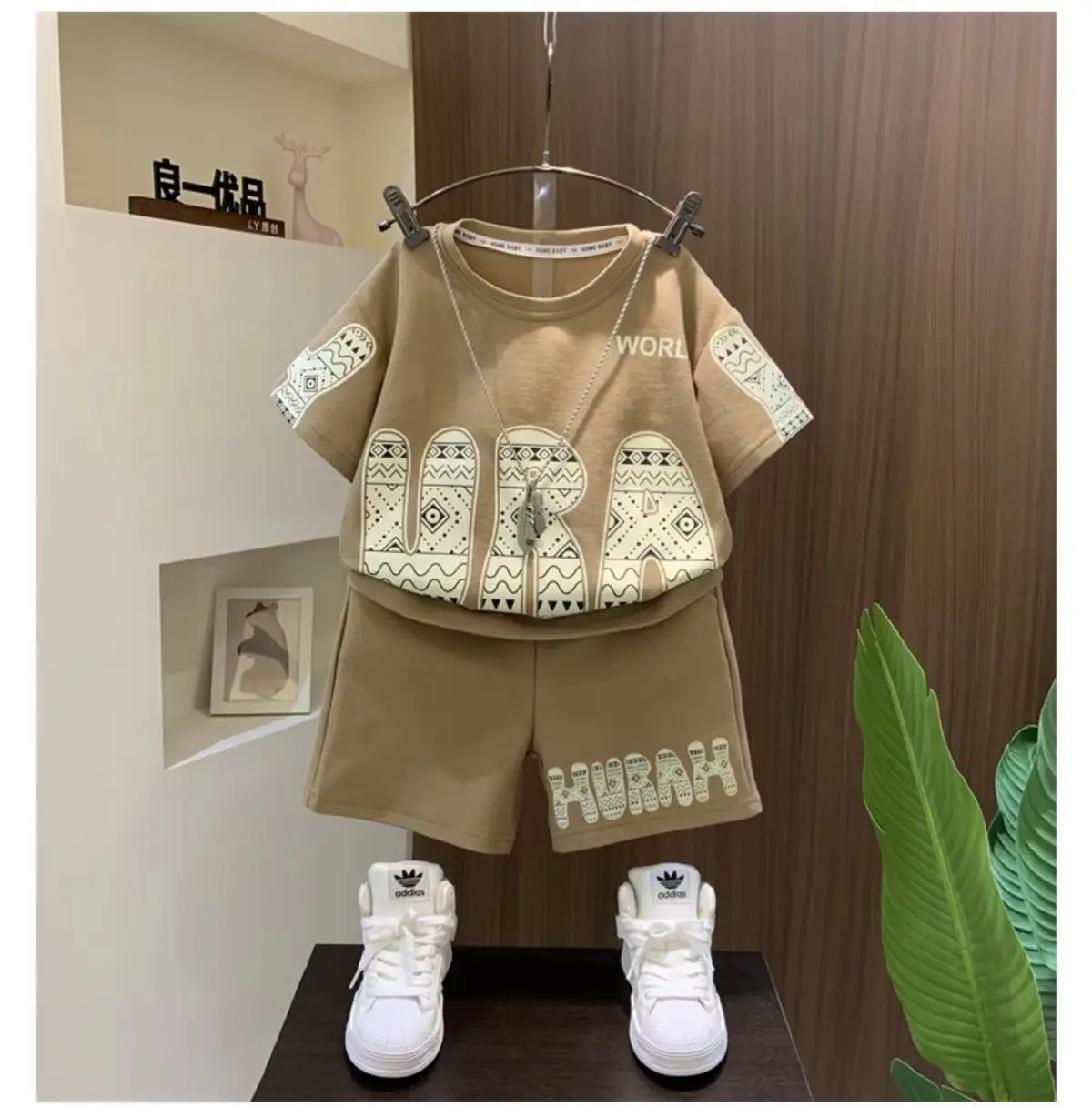 Boys Cotton T-shirt Shorts Set Brown Summer 2025 — feature 16