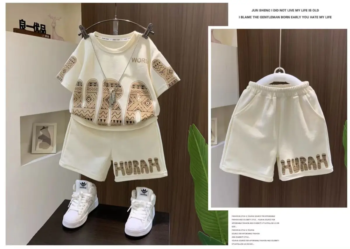 Boys Cotton T-shirt Shorts Set Brown Summer 2025 — feature 7