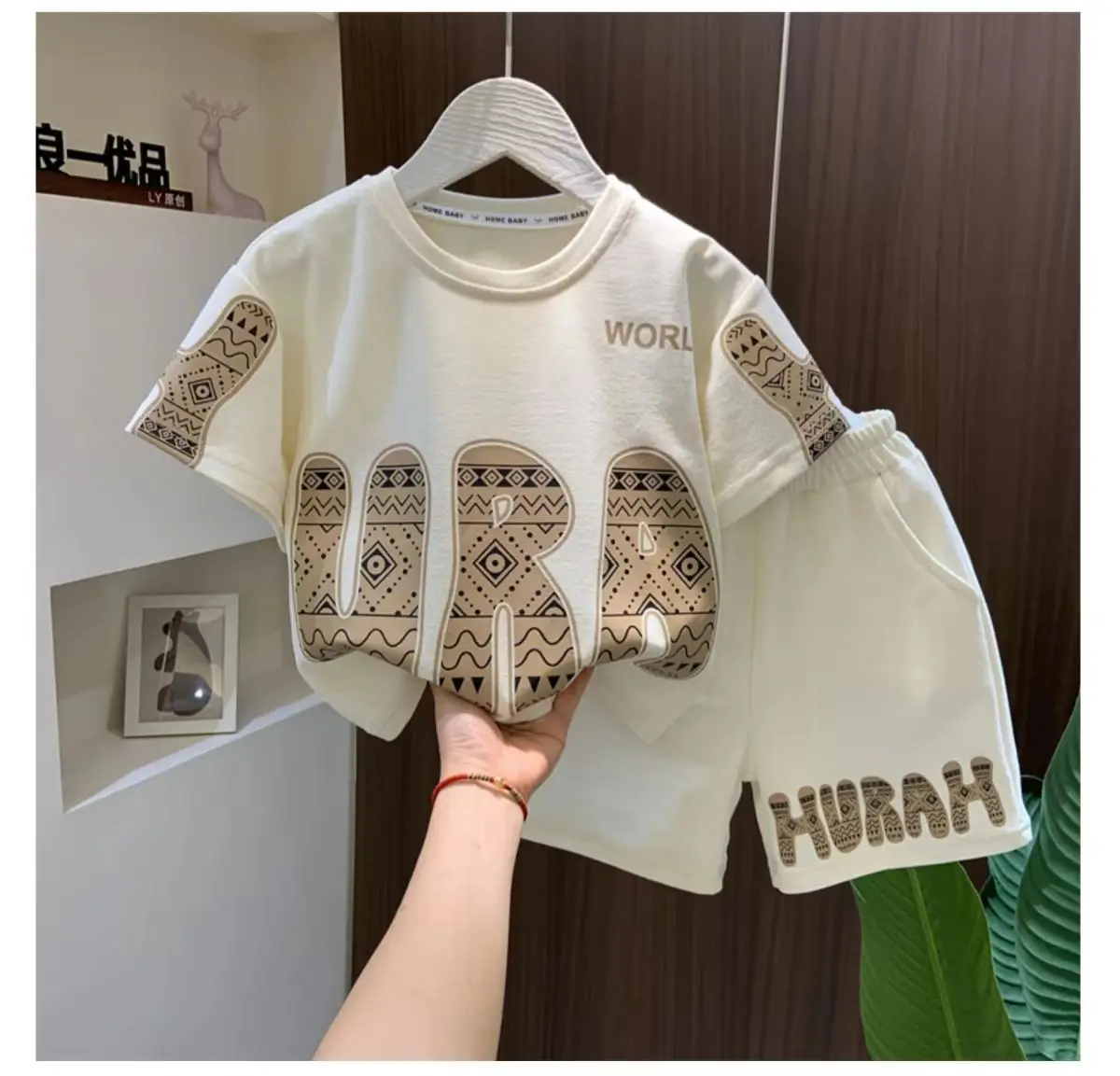 Boys Cotton T-shirt Shorts Set Brown Summer 2025 — feature 8