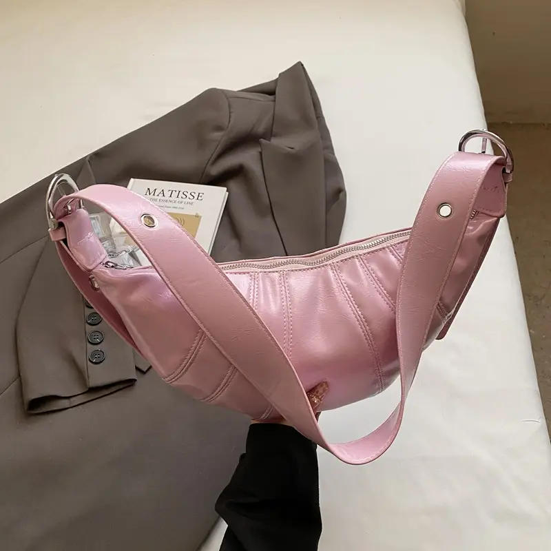 Pink Embroidered Shoulder Crossbody Bag for Women