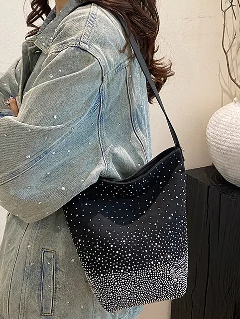 Women's Crossbody Bag Large Capacity Beige Dot Pattern - Image 8