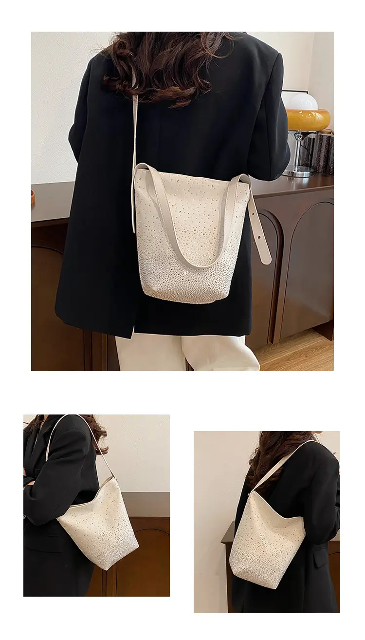 Women's Crossbody Bag Large Capacity Beige Dot Pattern — feature 9