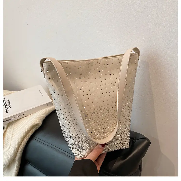 Women's Crossbody Bag Large Capacity Beige Dot Pattern - Image 3