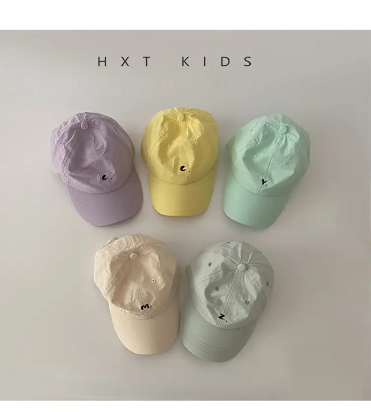 Children's Cap Summer Light Gray Letter Embroidery — feature 3