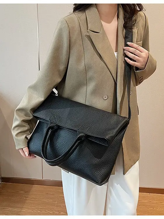 Korean Style Brown Leather Tote Bag for Women - Image 6