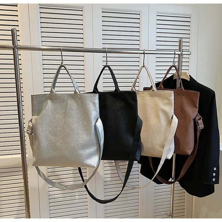 Korean Style Brown Leather Tote Bag for Women — feature 1