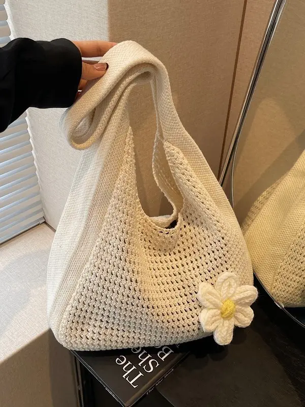 Women's Lazy Knitted Shoulder Bag Tan New Spring 2025 - Image 6