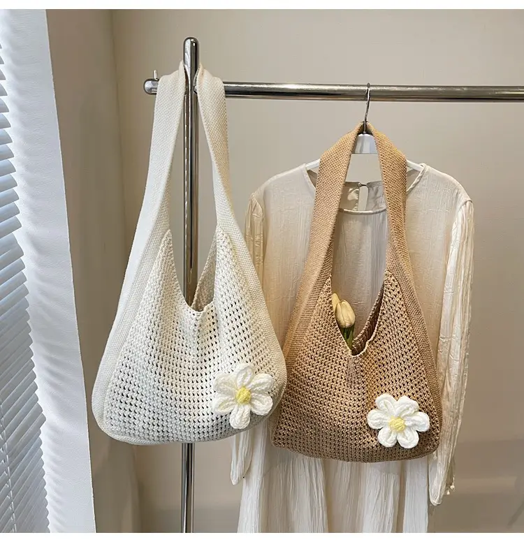 Women's Lazy Knitted Shoulder Bag Tan New Spring 2025 — feature 1