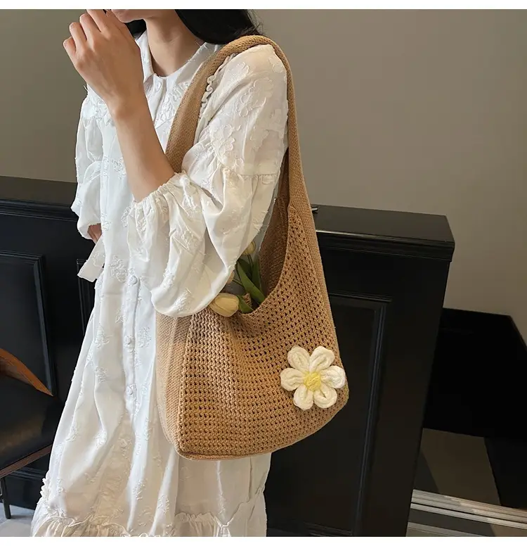 Women's Lazy Knitted Shoulder Bag Tan New Spring 2025 — feature 11