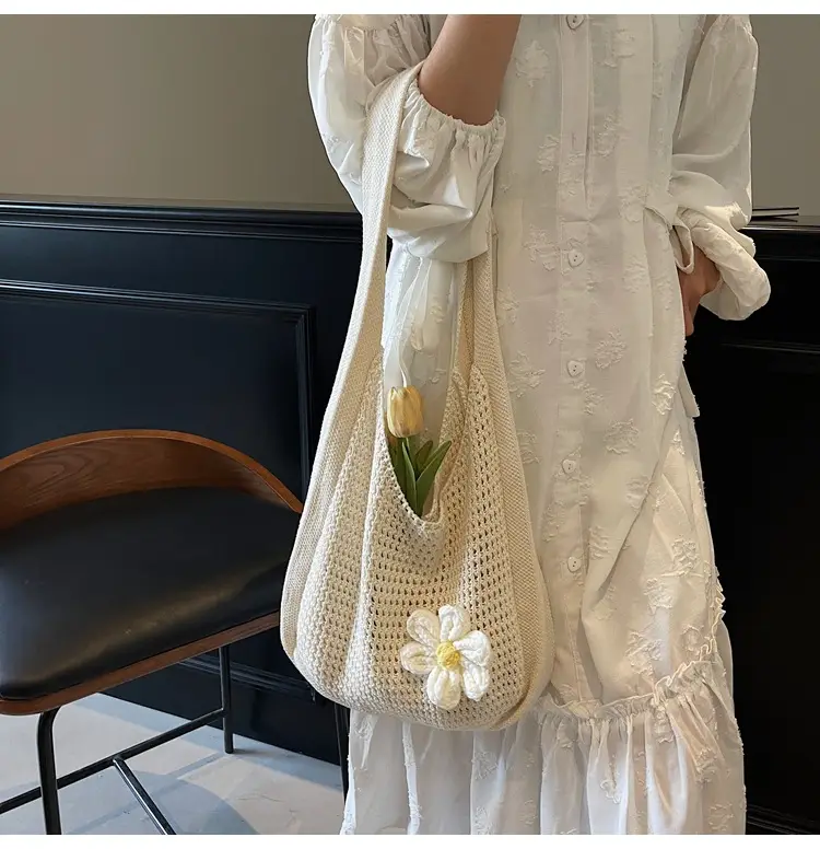 Women's Lazy Knitted Shoulder Bag Tan New Spring 2025 — feature 13