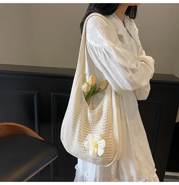 Women's Lazy Knitted Shoulder Bag Tan New Spring 2025 — feature 14