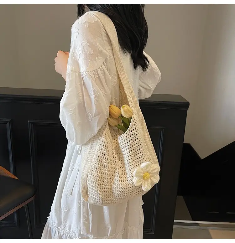 Women's Lazy Knitted Shoulder Bag Tan New Spring 2025 — feature 15