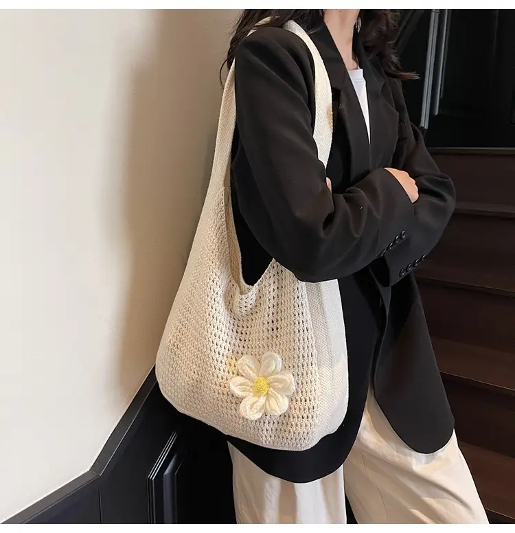 Women's Lazy Knitted Shoulder Bag Tan New Spring 2025 — feature 17
