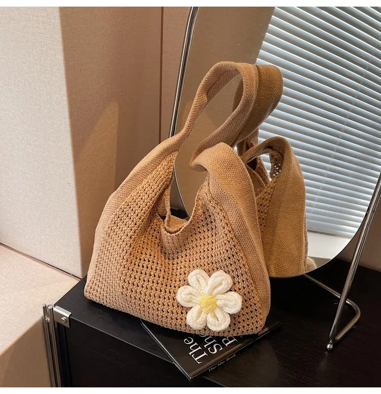 Women's Lazy Knitted Shoulder Bag Tan New Spring 2025 — feature 18