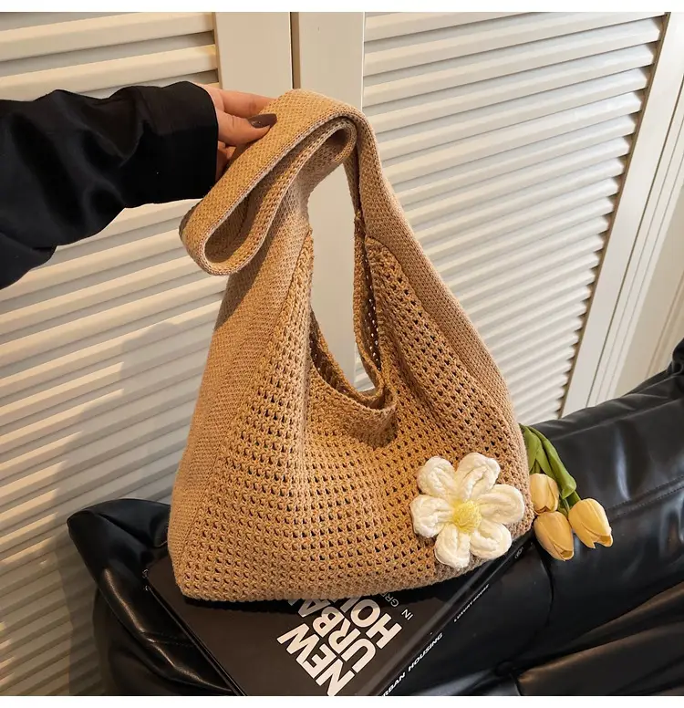 Women's Lazy Knitted Shoulder Bag Tan New Spring 2025 — feature 19