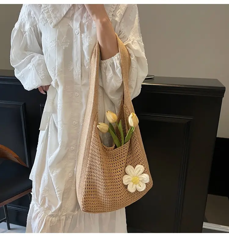 Women's Lazy Knitted Shoulder Bag Tan New Spring 2025 — feature 8