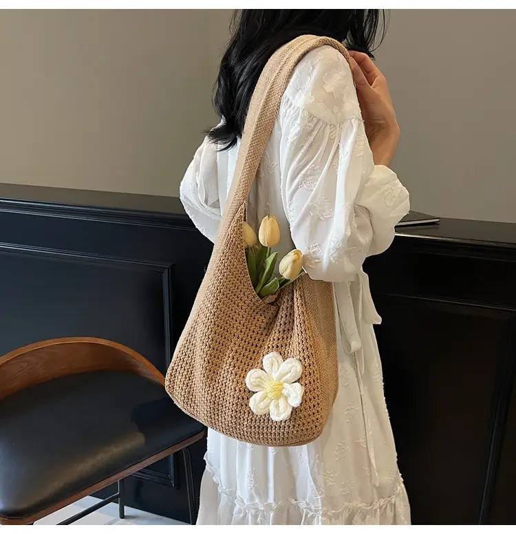 Women's Lazy Knitted Shoulder Bag Tan New Spring 2025 — feature 9