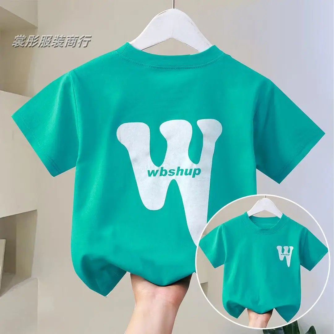Children Cotton T-Shirt Green Wbshup Summer Boys Girls - Image 11