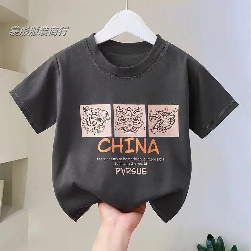 Children Cotton T-Shirt Green Wbshup Summer Boys Girls - Image 3